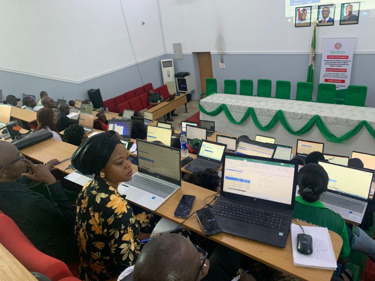 Tax officers building spreadsheet models during an onsite Excel training